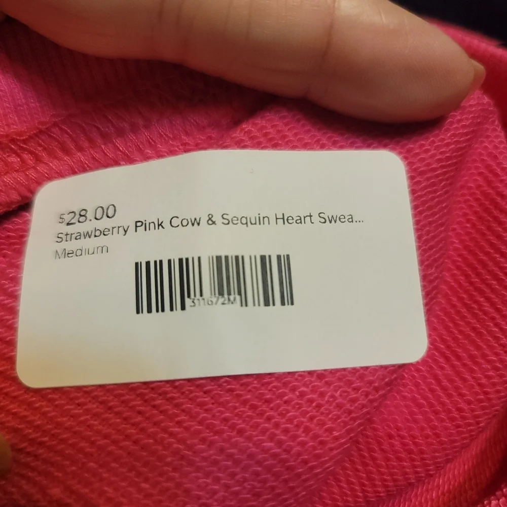 ROUNDTABLE INJ. - Soft Strawberry Pink Heart Pattern Sweatshirt - Picture 13 of 13